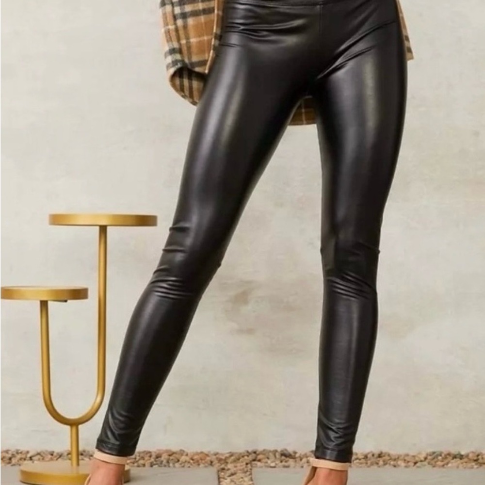Shinestar Sleek Black Leatherette Leggings (fits like a small)
